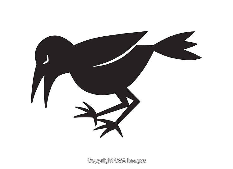 Minimalist Black Silhouette Illustration of a Stylized Bird