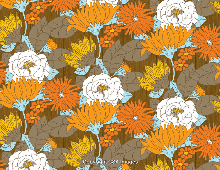 Lotus Flower Pattern (Blue Brown Orange)