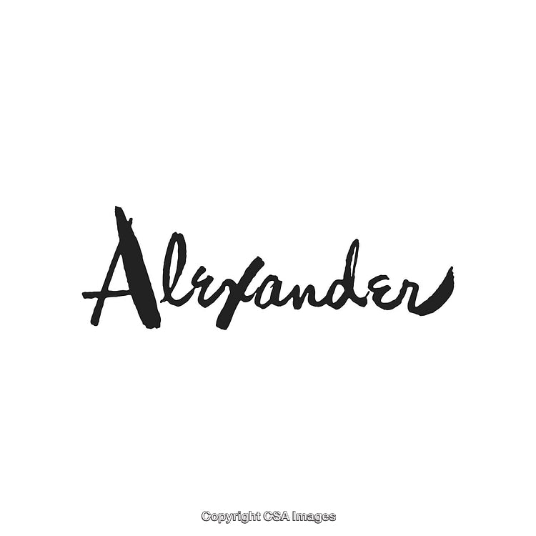 Elegant Handmade Calligraphy of 'Alexander' on a White Background in Black Ink