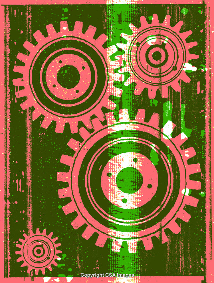 Colorful Abstract Depiction of Interconnected Gears in Vibrant Modern Art Style