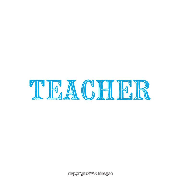 Blue Text Highlighting the Word Teacher On a White Background