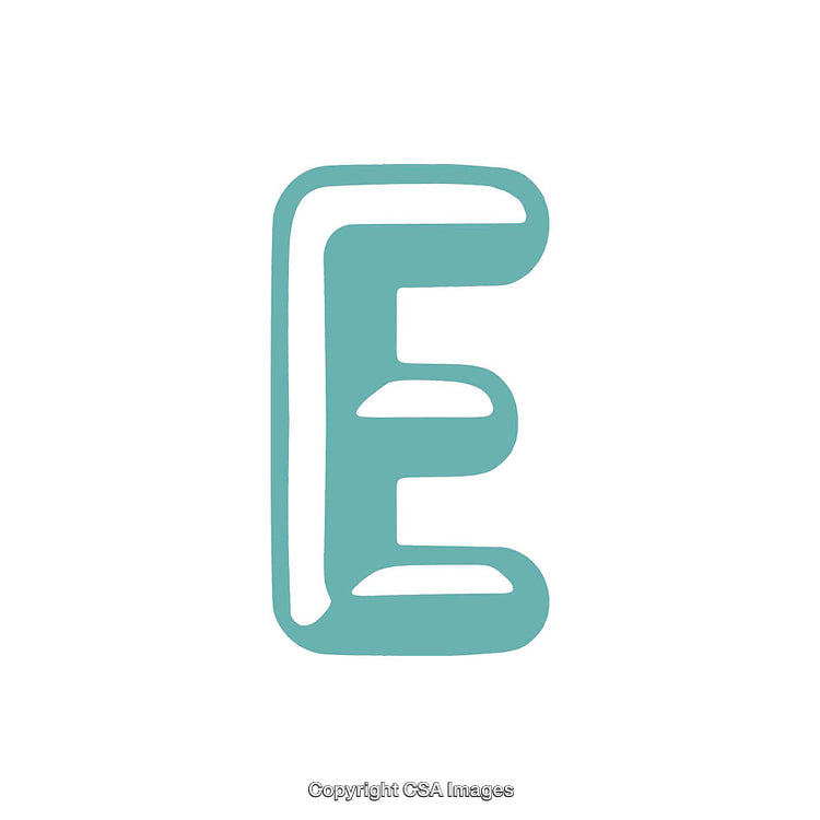 Pastel Hand-Drawn Letter E on White Background