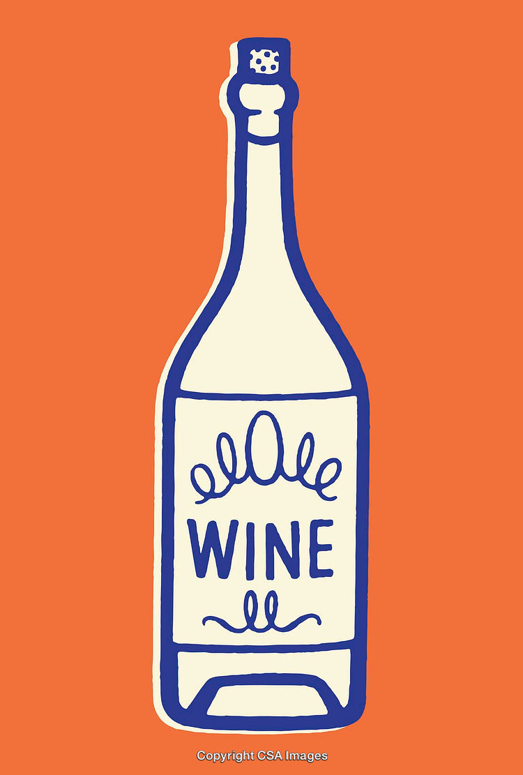 Stylized Bottle of Wine with Vibrant Colors and Bold Artwork
