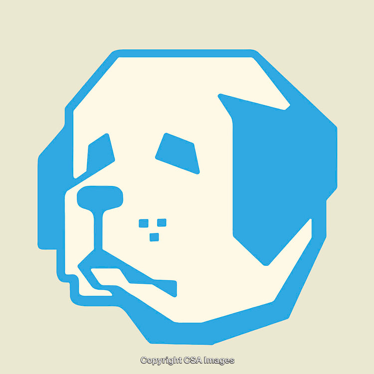 Minimalist Blue and White Dog Illustration With Clean Design