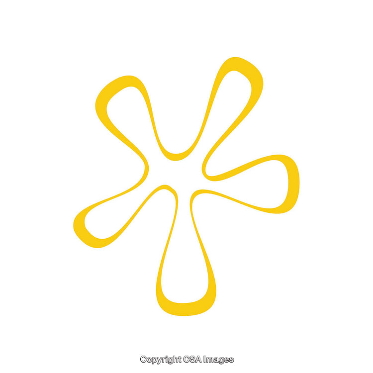 Yellow Abstract Dingbat with Organic Curvy Shape on White Background