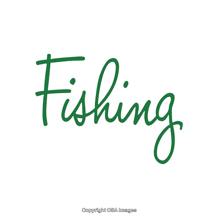 Green Handwritten Fishing Text Isolated on a White Background