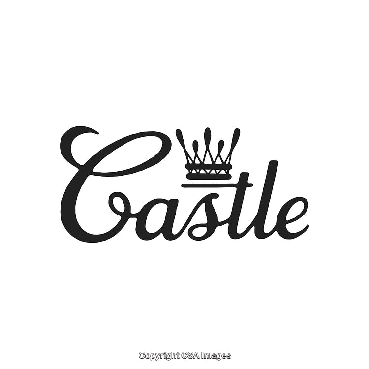 Elegant Black Script Typography Featuring a Crown Element on White Background