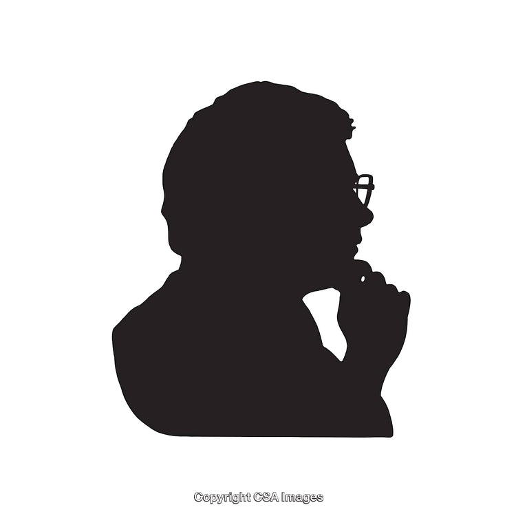 Silhouette of a Person Thinking in Profile with Hand on Chin