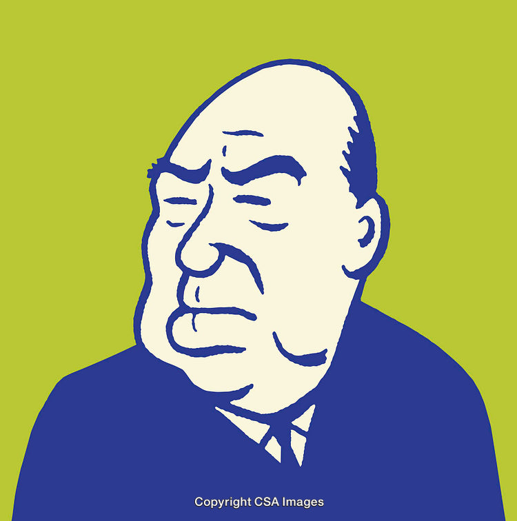 Colorful Line Art Illustration of a Contemplative Expression in Blue and Green