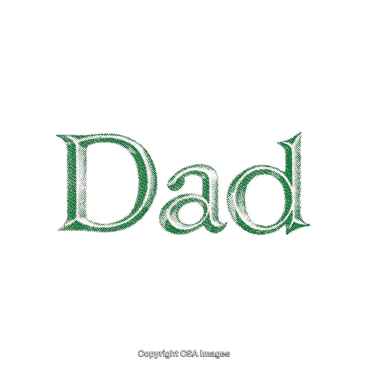 Stylized Green Text Depicting 'Dad' in Decorative Font