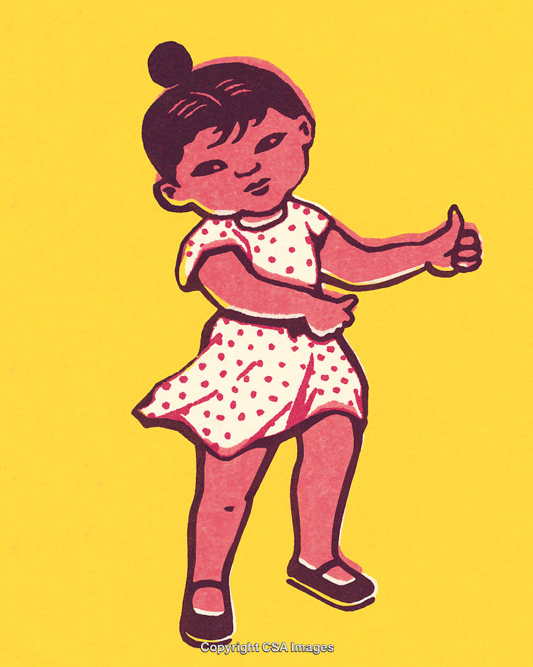 Illustration of a Cheerful Child Giving a Thumbs Up on Yellow Background