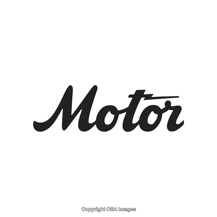 Stylized Black Motor Text Logo Design on Clean White Background