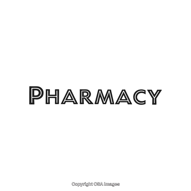 Retro Pharmacy Sign Displayed in Classic Black and White Design