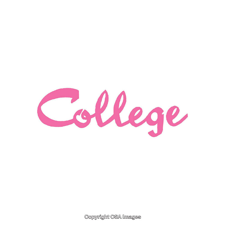 Pink Handwritten Style Word Displaying the Word College on White Background