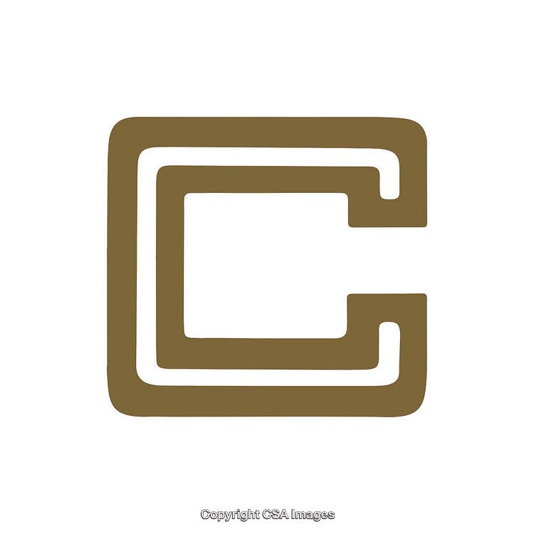 Stylized Letter C Design in Brown Outline on White Background