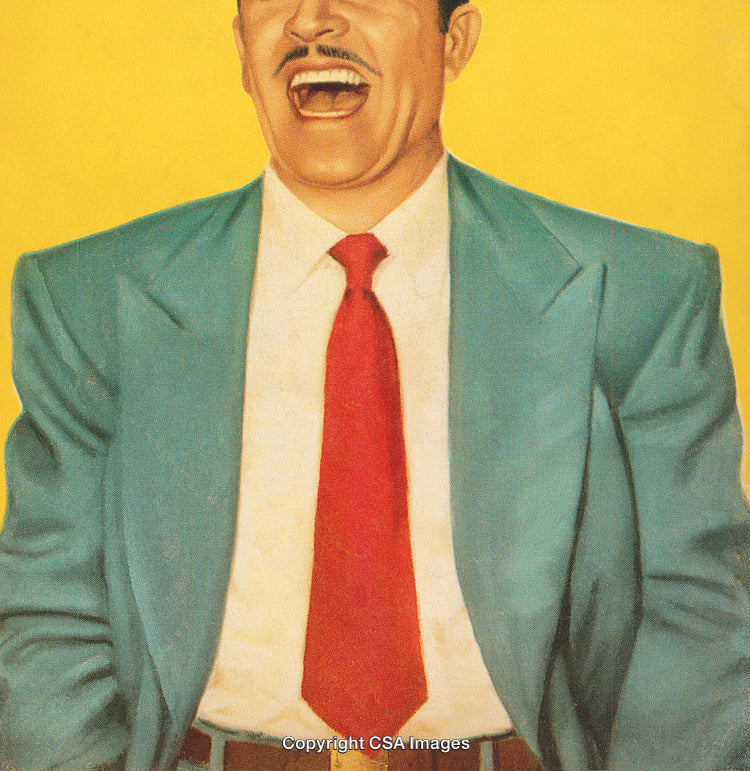 Smiling Man in Vintage Suit and Tie Against Yellow Background