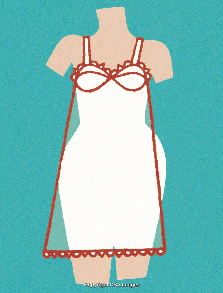 Minimalistic Illustration of Fashionable Dress on Mannequin with Abstract Design