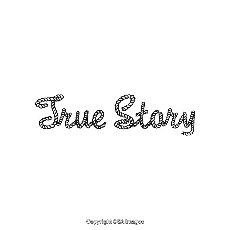 True Story Typography With Rope Lettering on White Background