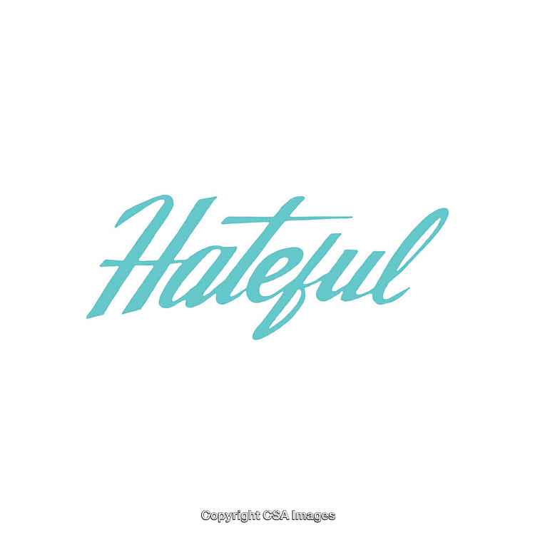 Elegant Typography Artwork Featuring the Word Hateful in Soft Blue Script Font