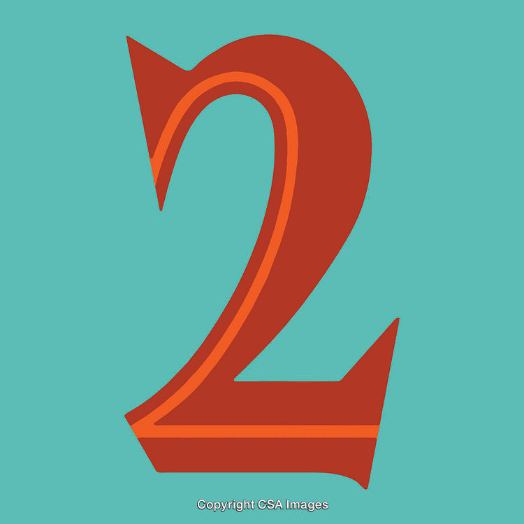 Stylized Number Two Design in Bold Colors on Vibrant Background