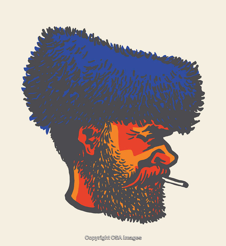 Bearded Man Portrait in Stylized Colorful Line Art Illustration