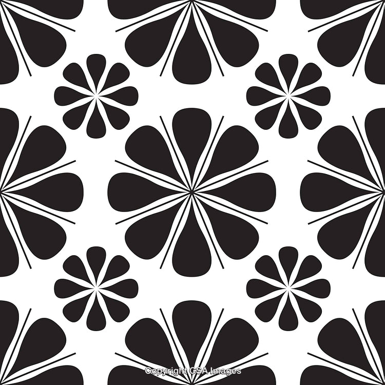 Bold Black and White Floral Pattern Illustration with Symmetry