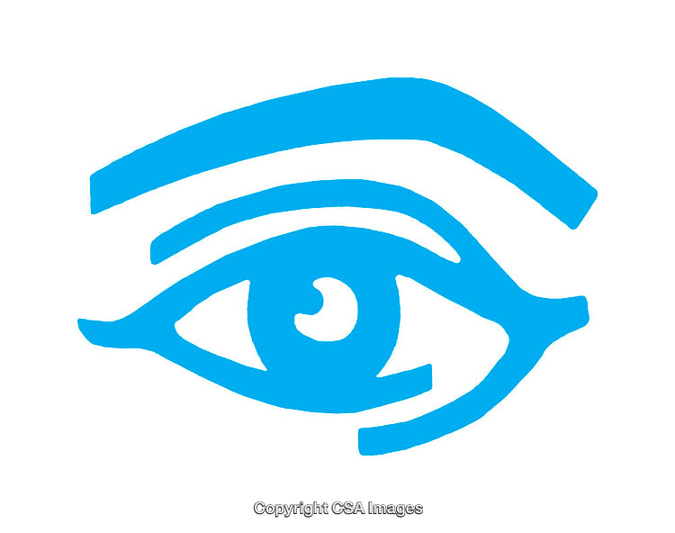 Minimalistic Blue Eye Icon Design on a White Background