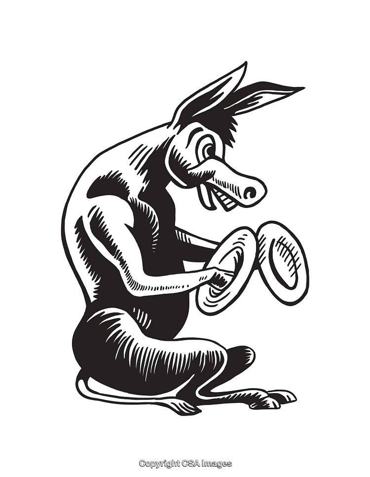 Black and White Line Art Illustration of a Cartoonish Creature in Motion
