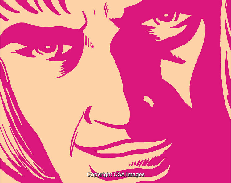 Pop Art Portrait with Bold Pink and Beige Colors