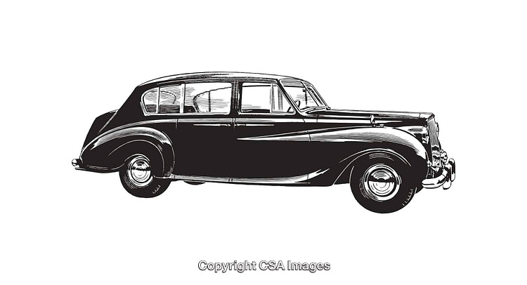 Vintage Line Art Illustration of a Classic Luxury Car