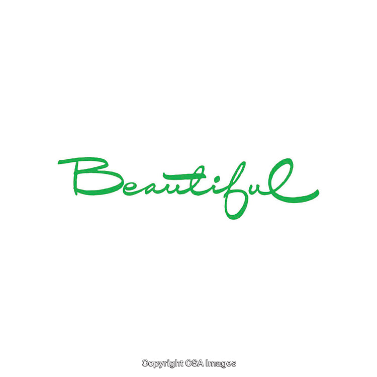 Handwritten Green Script Typography with the Word "Beautiful" on White