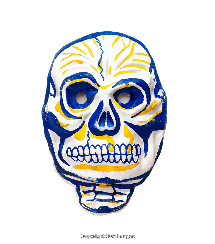 Colorful Skull Mask with Bold Blue and Yellow Details