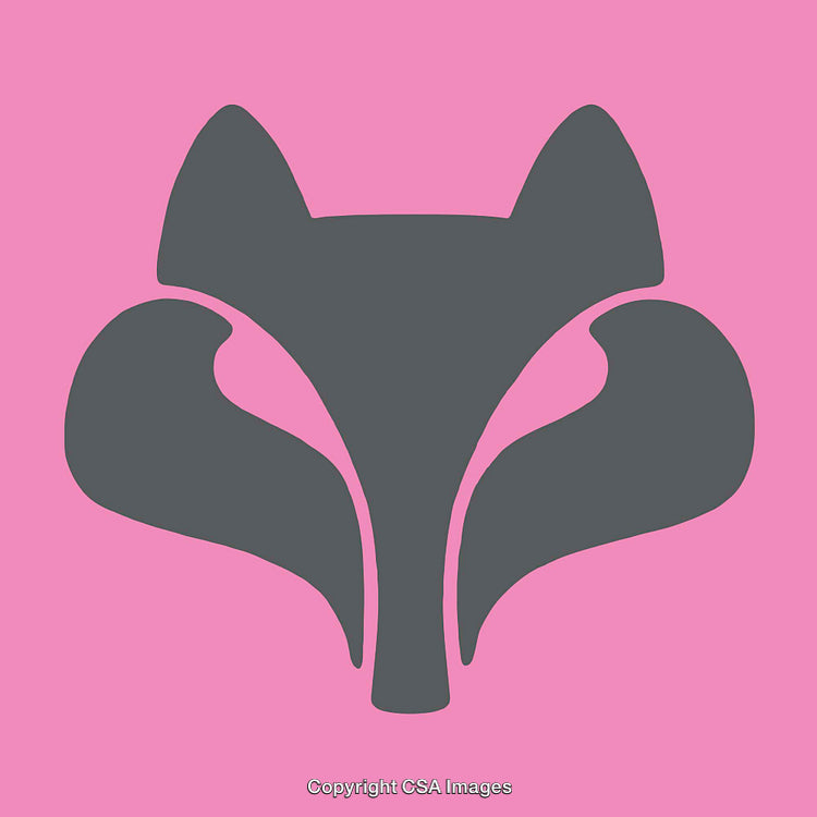Stylized Fox Head Silhouette Design on a Bold Pink Background