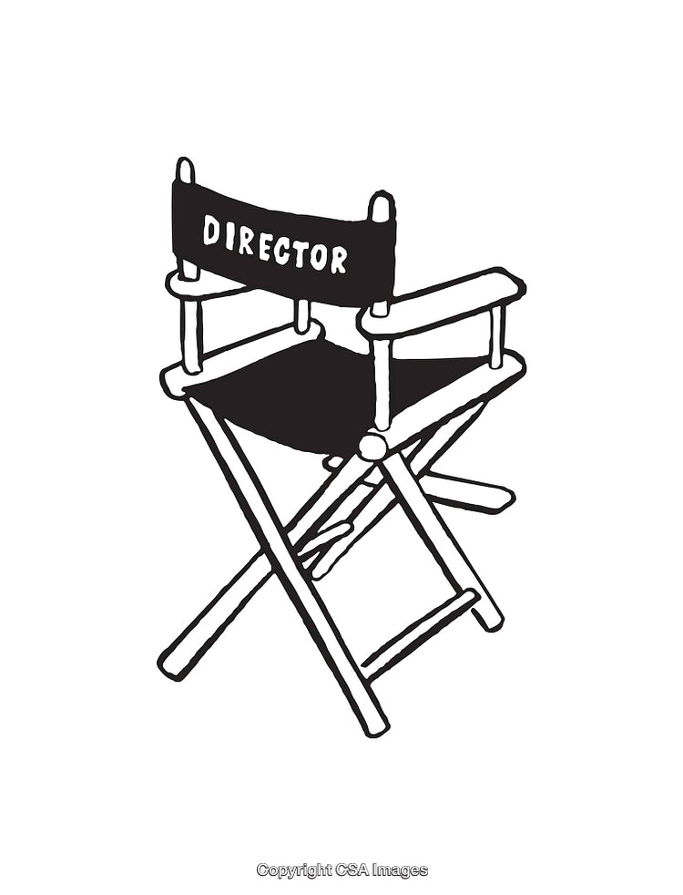 Black and White Line Art Illustration of a Director's Chair