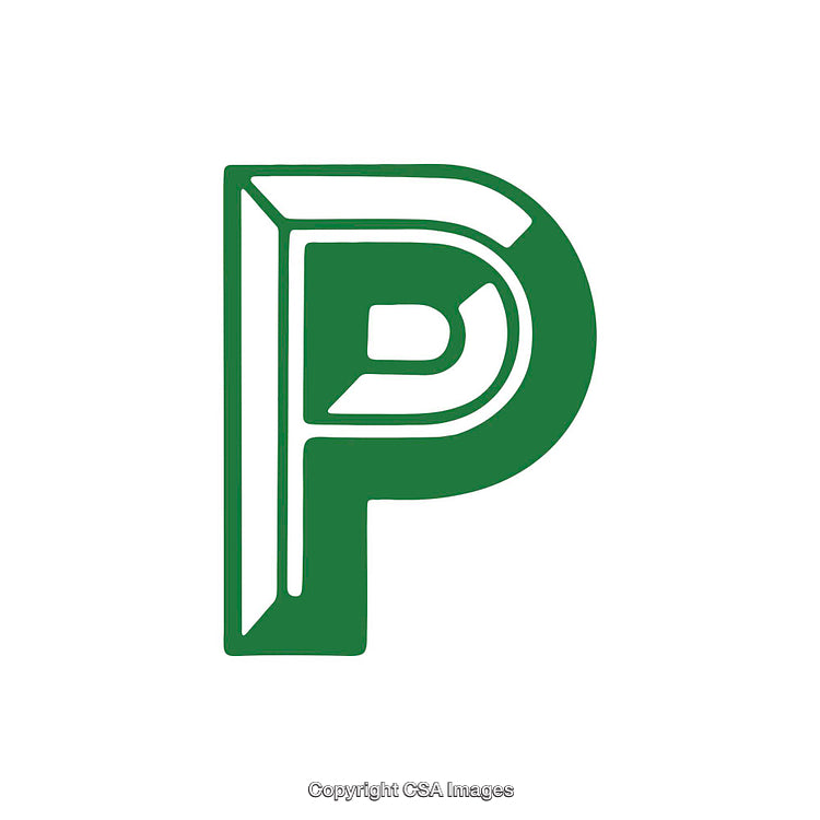 Green And White 3D Letter P Design On White Background