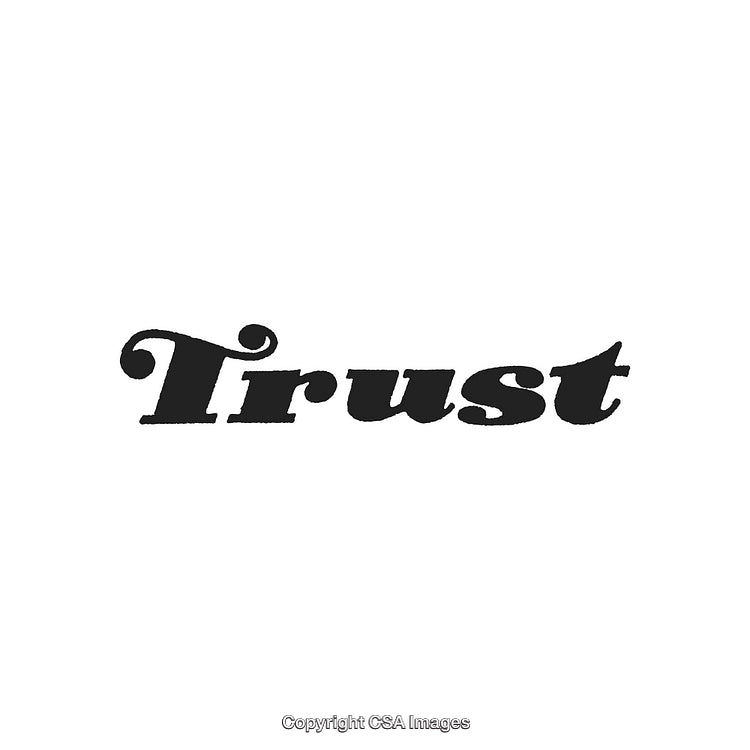 Elegant Typography Featuring the Word 'Trust' in a Clean White Background