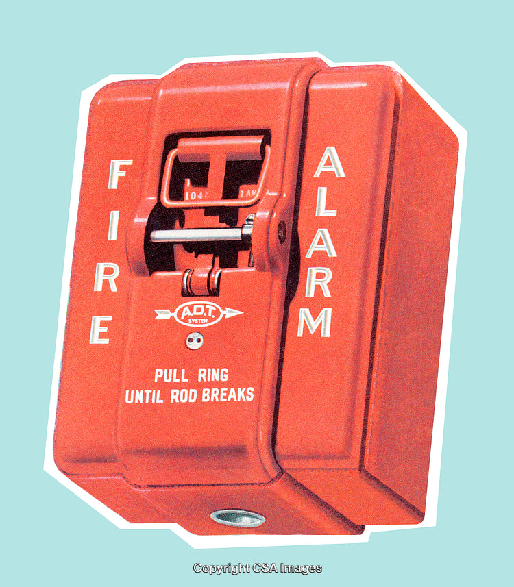 Vintage Red Fire Alarm Box with Emergency Pull Mechanism