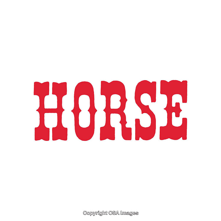 Red Typography Word Art of Horse with Western Lettering Style