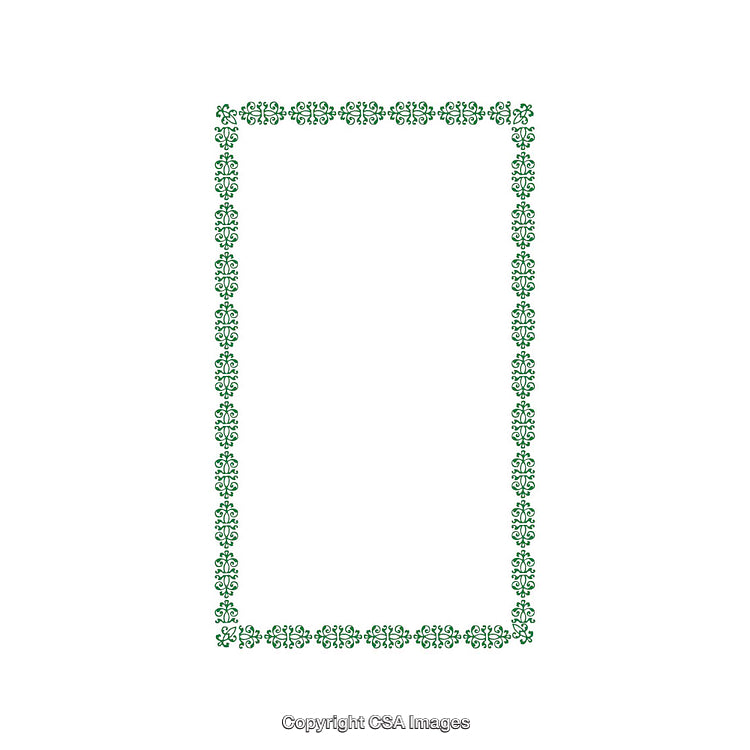Elegant Ornate Green Border Frame on a White Background