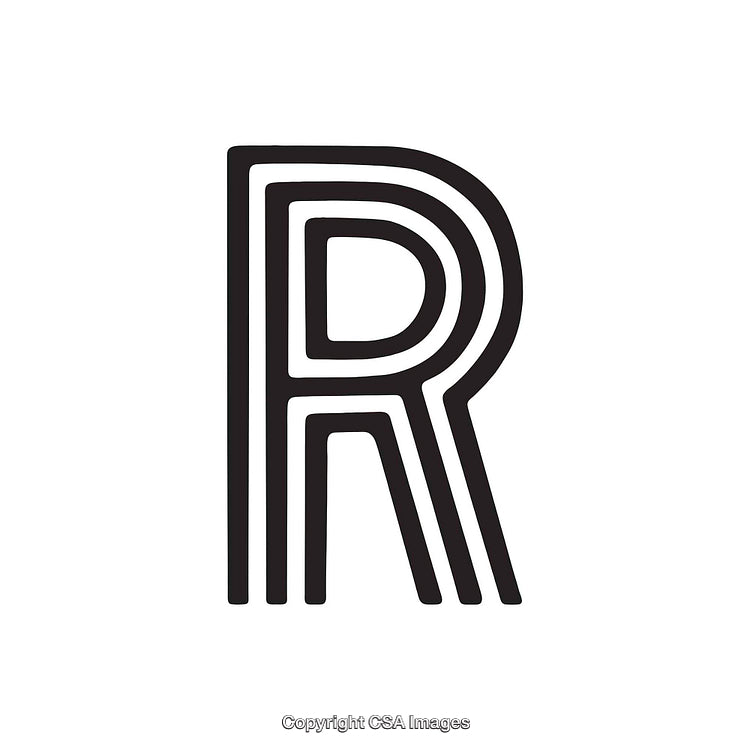 Stylish Black Line Art Design of the Letter R on White Background