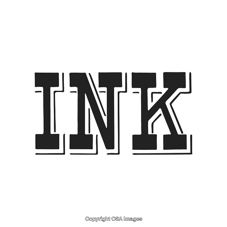 Bold Vintage Ink Typography Design Element in Black and White