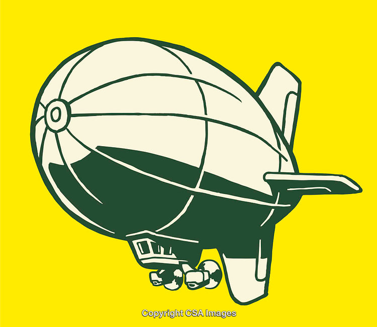 Illustration of a Blimp Design in Bold Yellow and Green Colors