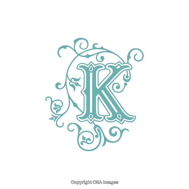Elegant Ornate Letter K With Decorative Flourishes and Scrollwork Design