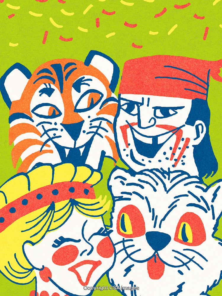 Colorful Illustration of Happy Group of Characters Celebrating Together