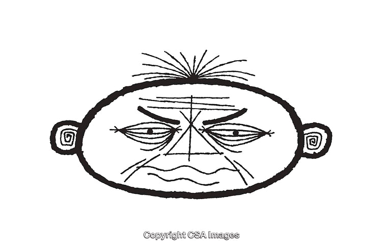 Abstract Black and White Line Drawing of a Face With Bold Features