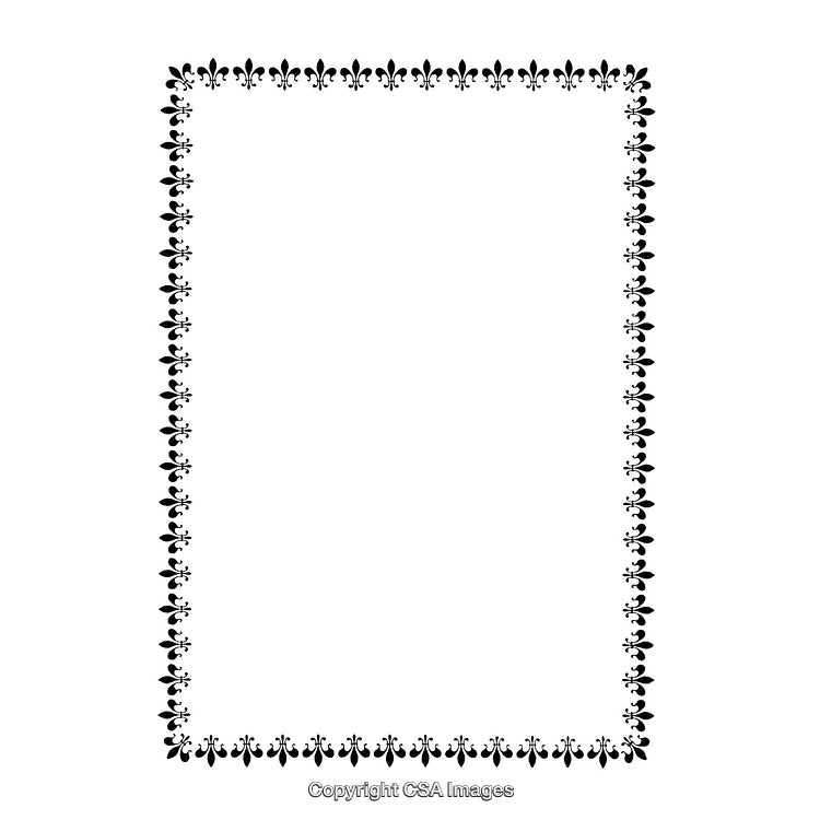 Elegant Black and White Decorative Border With Fleur-de-Lis Design