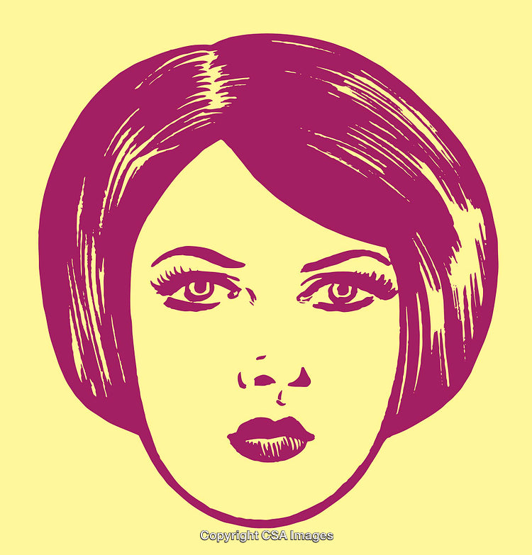 Stylized Pop Art Portrait Illustration of a Female Face in Bold Colors