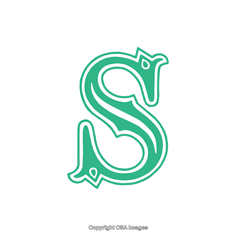Illustration of a Decorative Green Letter S on White Background
