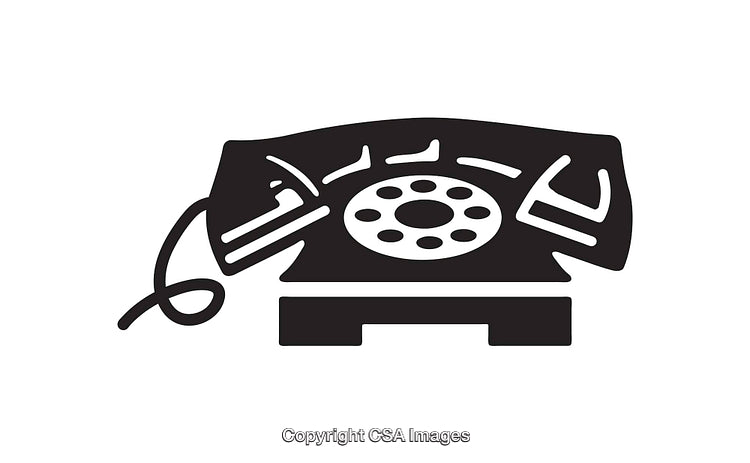 Black and White Icon of a Classic Rotary Telephone