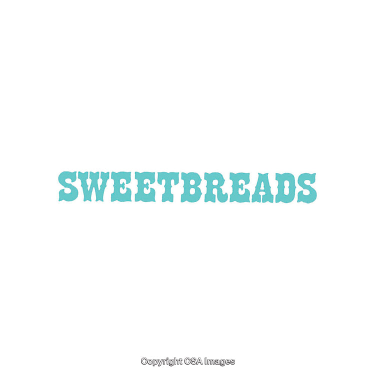 Bold Blue Sweetbreads Text in Rustic Typography on White Background